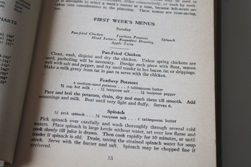 photo of 1920s vintage modern menu cookbook w/ recipes, lovely aqua grey cloth cover antique book #6