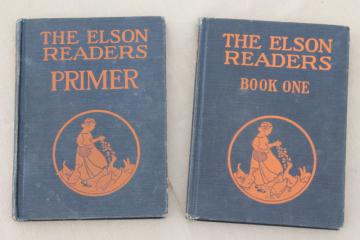 catalog photo of 1920s vintage reading primer & early reader book one Elson Readers w/ lovely old pictures