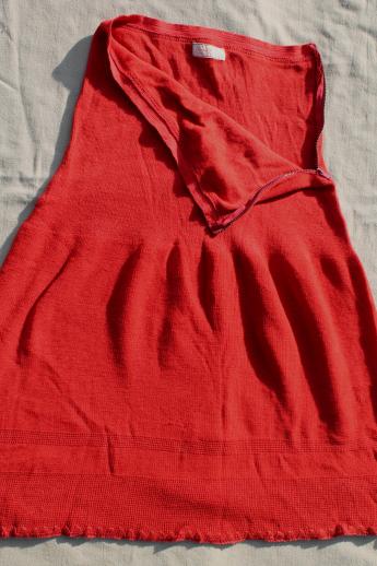 photo of 1920s vintage scarlet red wool petticoat, warm winter underwear knit woolies half slip #5