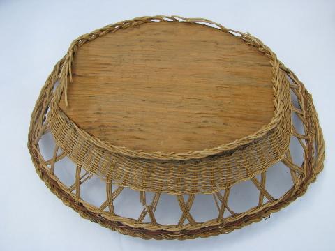 photo of 1920s-30s vintage basket weave tray w/ color litho calla lilies print #5