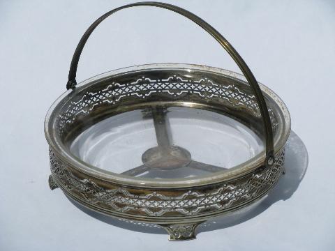 photo of 1920s-30s vintage tea room pie basket, silver plate buffet server #1