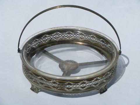 photo of 1920s-30s vintage tea room pie basket, silver plate buffet server #2