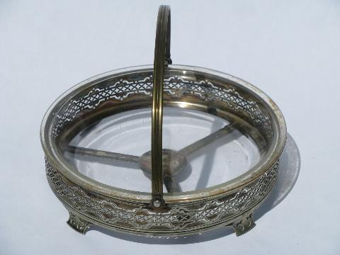 photo of 1920s-30s vintage tea room pie basket, silver plate buffet server #3