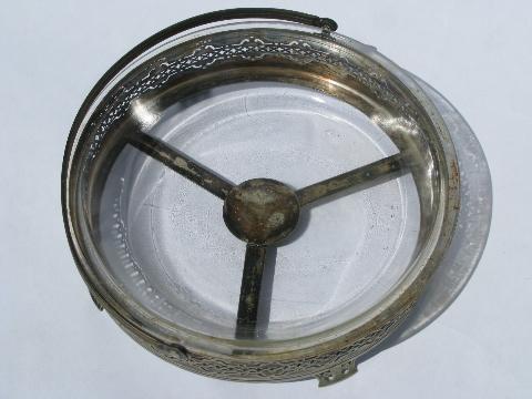 photo of 1920s-30s vintage tea room pie basket, silver plate buffet server #4