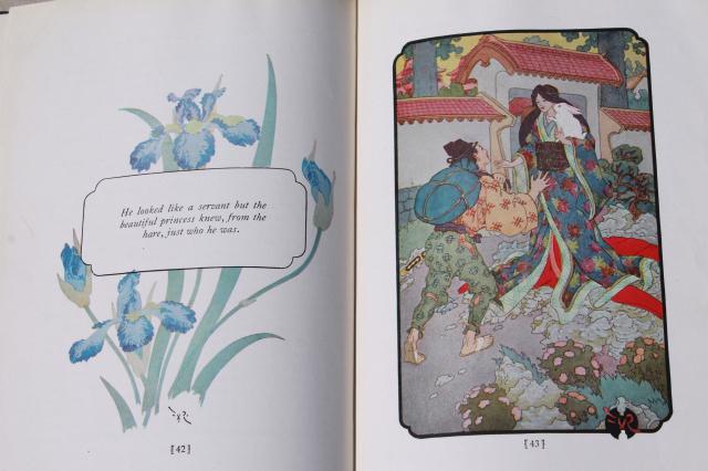 photo of 1928 vintage book of fairy tales, Little Peachling stories of old Japan color illustrations #7