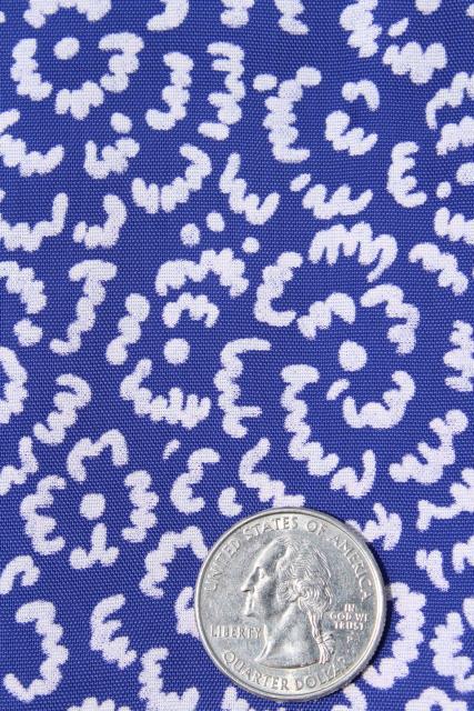 photo of 1930 1940s vintage rayon fabric, royal blue floral print silky material #1