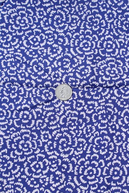 photo of 1930 1940s vintage rayon fabric, royal blue floral print silky material #2