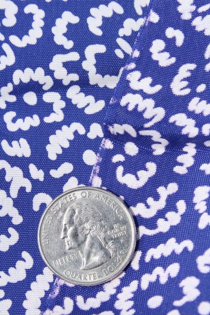 photo of 1930 1940s vintage rayon fabric, royal blue floral print silky material #3