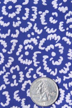 1930 1940s vintage rayon fabric, royal blue floral print silky material