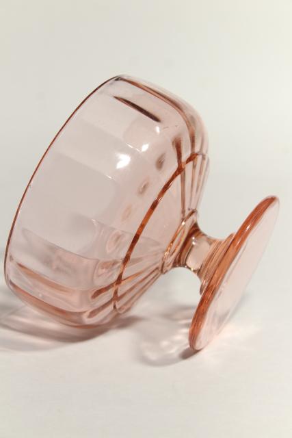 photo of 1930s 1940s vintage pink depression glass candy jar, pedestal dish with lid #4