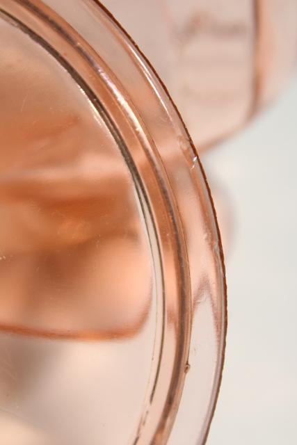 photo of 1930s 1940s vintage pink depression glass candy jar, pedestal dish with lid #8