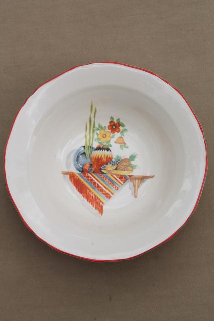 photo of 1930s 40s vintage Crown Ivory pottery bowl, Old Mexico cactus southwest hacienda #1