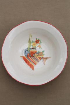 catalog photo of 1930s 40s vintage Crown Ivory pottery bowl, Old Mexico cactus southwest hacienda