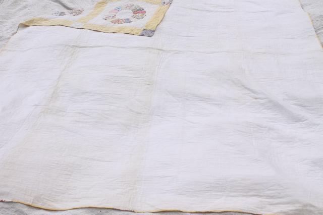 photo of 1930s 40s vintage Dresden plate quilt, hand stitched nice old cotton print fabric #5