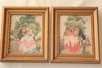 catalog photo of 1930s 40s vintage Gone With The Wind style prints in tiny gold wood frames