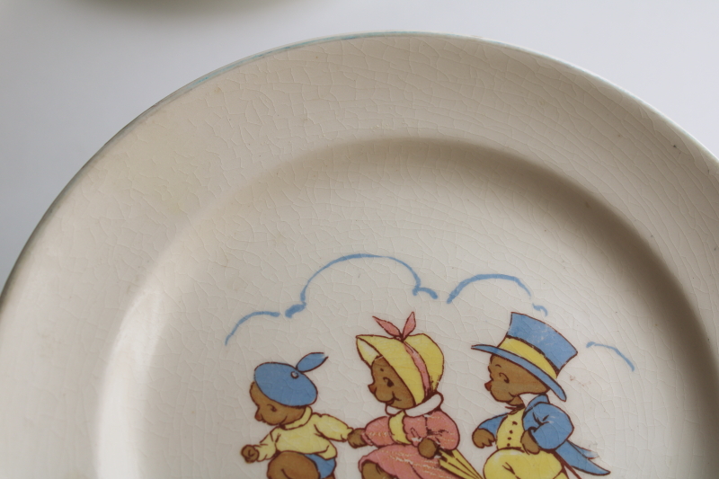 photo of 1930s 40s vintage baby dish, Universal china plate w/ The Three Bears, teddy bear picnic  #2