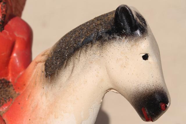 photo of 1930s 40s vintage carnival prize, chalkware Indian on horseback, painted plaster figure #7