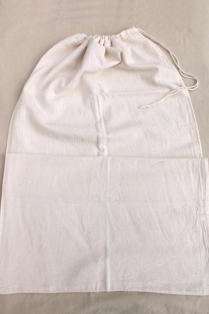 photo of 1930s 40s vintage cotton fabric laundry bags, wash day storage clothes bags #8