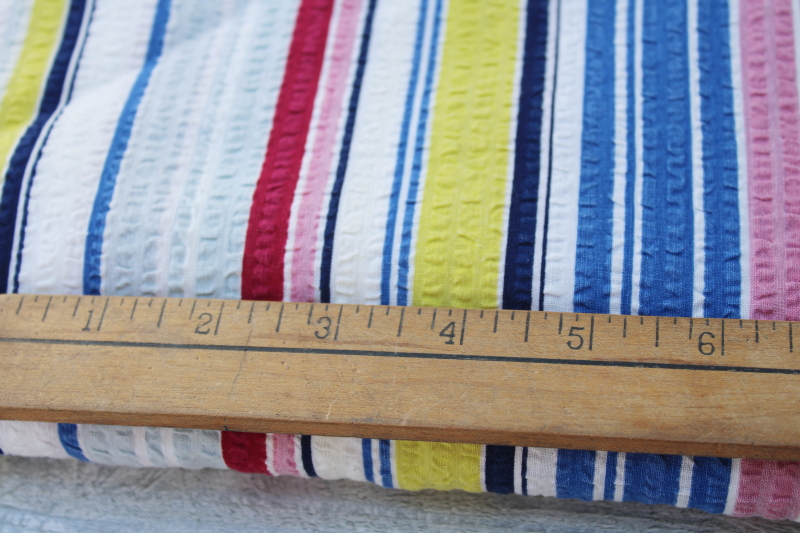 photo of 1930s 40s vintage fabric, soft crinkle cotton plisse striped blue rose wine apple green grey navy #2