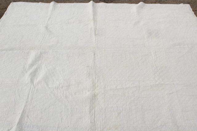 photo of 1930s 40s vintage flour sack feedsack cotton quilt, pink tulip applique #4