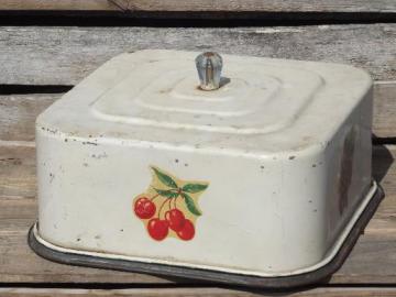 catalog photo of 1930s 40s vintage metal breadbox for cake, plate and keeper cover dome