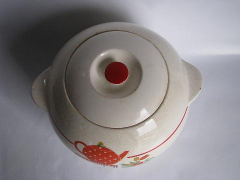 photo of 1930s - 40s vintage round ball art deco kitchenware cookie jar, Pottery Guild #2