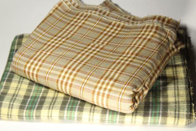 photo of 1930s 40s vintage shirting, plaid work shirt twill & heavy cotton flannel #1