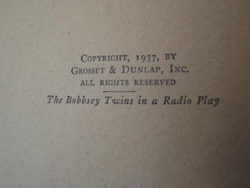 photo of 1930s Bobbsey Twins books, In a Radio Play w/ illustrated dust jacket #5