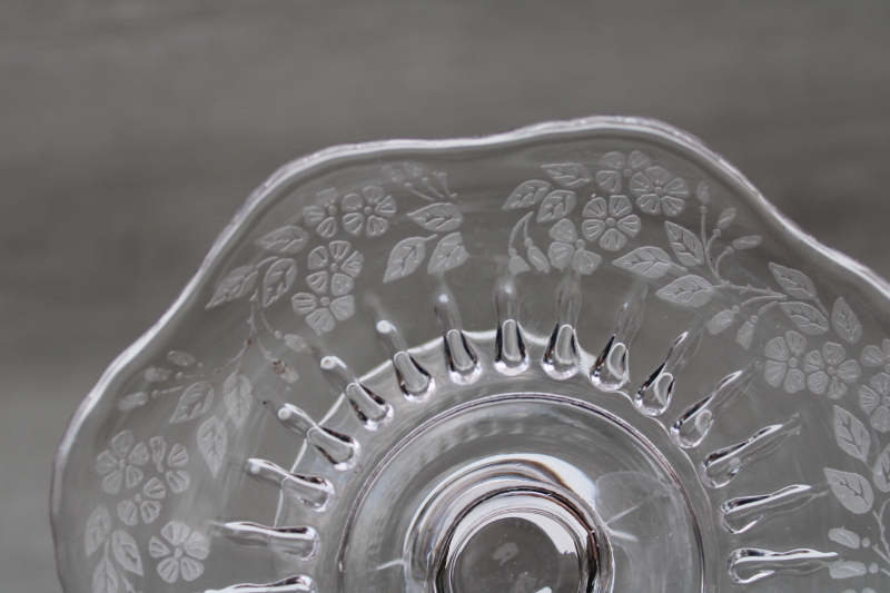 photo of 1930s Meadow Wreath Radiance etched glass serving plate, cheese & cracker tray set #10