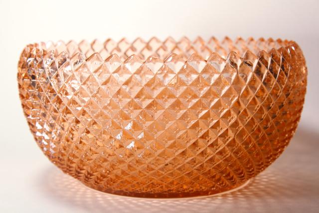 photo of 1930s Miss America pattern depression glass flower bowl, blush pink vintage glassware #2