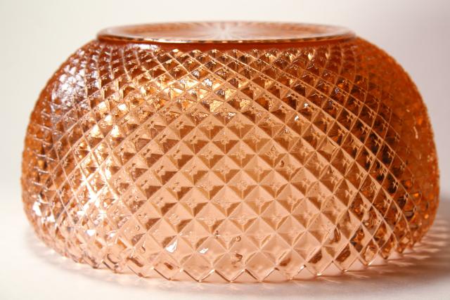 photo of 1930s Miss America pattern depression glass flower bowl, blush pink vintage glassware #3