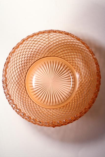 photo of 1930s Miss America pattern depression glass flower bowl, blush pink vintage glassware #5