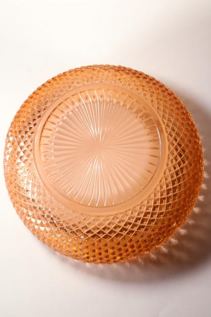 photo of 1930s Miss America pattern depression glass flower bowl, blush pink vintage glassware #6