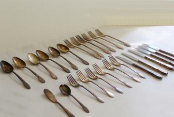 catalog photo of 1930s Sylvia pattern art deco vintage silver plate flatware, luncheon set silverware