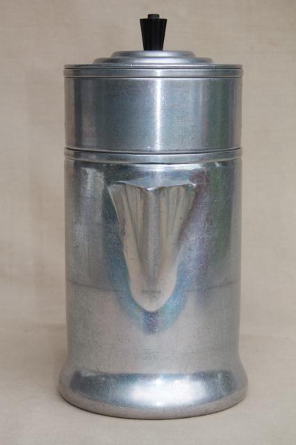 photo of 1930s art deco bakelite handle coffee percolator, Wear-Ever aluminum pot #956 #8
