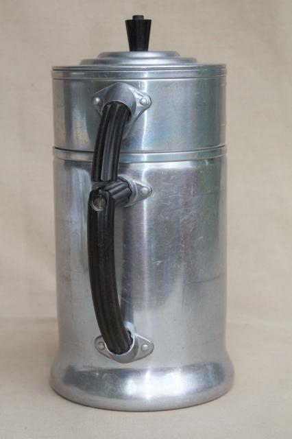 photo of 1930s art deco bakelite handle coffee percolator, Wear-Ever aluminum pot #956 #9