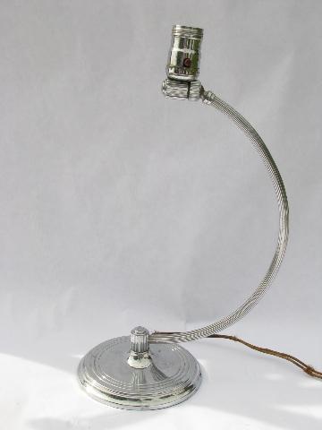 photo of 1930s art deco electric desk lamp, Chase chrome pivot head machine age light #1