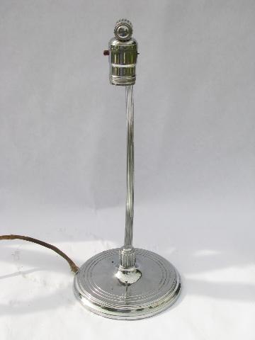 photo of 1930s art deco electric desk lamp, Chase chrome pivot head machine age light #4