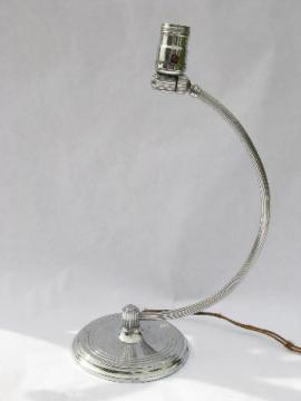 catalog photo of 1930s art deco electric desk lamp, Chase chrome pivot head machine age light