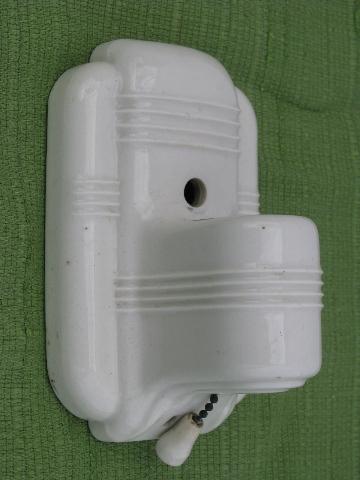 photo of 1930's art deco vintage white ironstone china wall sconce light #1