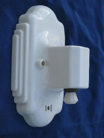 photo of 1930's art deco vintage white ironstone china wall sconce light #1