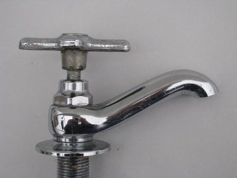 photo of 1930s chrome architectural lavatory sink faucets, Chicago Faucet Company #2