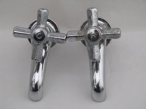 photo of 1930s chrome architectural lavatory sink faucets, Chicago Faucet Company #3