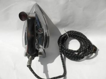 catalog photo of 1930s deco GE Hotpoint AC-Matic electric iron w/1931 patent, vintage laundry