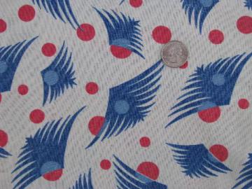 catalog photo of 1930's deco feathers print cotton feedsack fabric