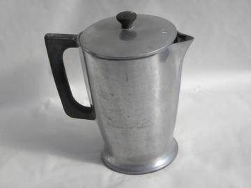 catalog photo of 1930s deco vintage Cast-Rite heavy aluminum coffee pot covered pitcher