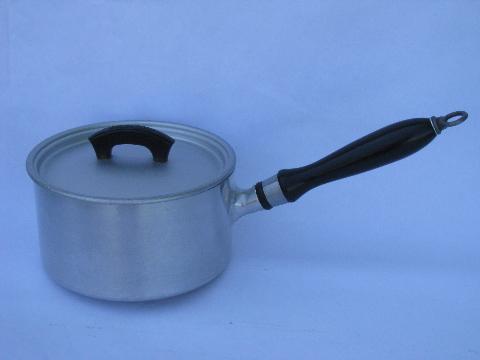 photo of 1930s deco vintage WearEver aluminum cookware, sauce pans w/lids #5