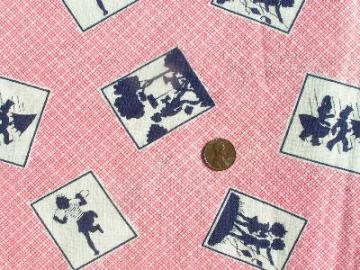 catalog photo of 1930's feed sack fabric, children's silhouettes