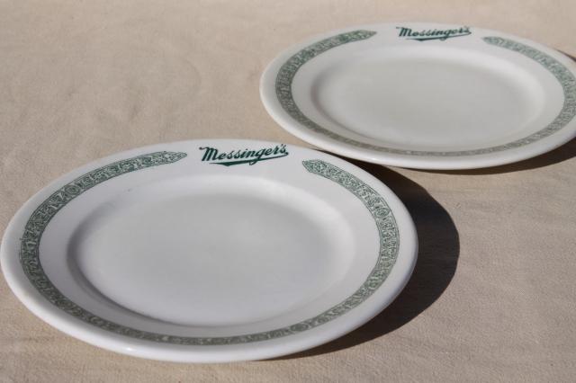 photo of 1930s gangster vintage Chicago restaurant china plates, Messinger's lunch counter #2