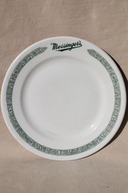 photo of 1930s gangster vintage Chicago restaurant china plates, Messinger's lunch counter #3